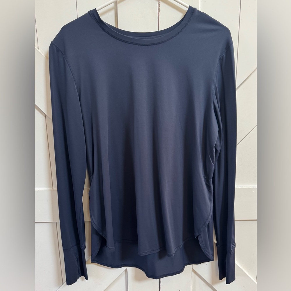 Athleta Long Sleeve Nylon Navy Shirt Size Medium